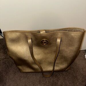 Michael Kors Shimmering Gold Tote with MK Emblem